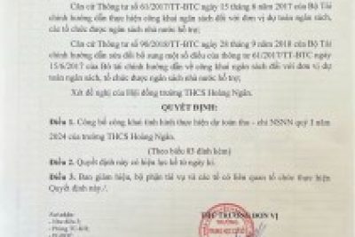 Công khai dự toán Thu – Chi quí I năm 2024