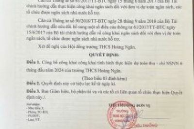 Công khai dự toán Thu – Chi quí II năm 2024